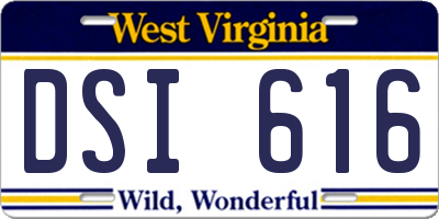 WV license plate DSI616