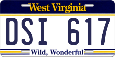 WV license plate DSI617