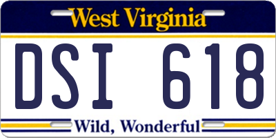 WV license plate DSI618