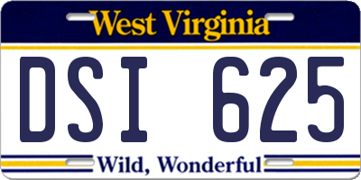WV license plate DSI625