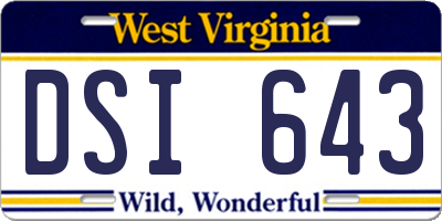 WV license plate DSI643