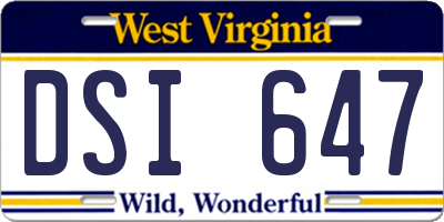 WV license plate DSI647