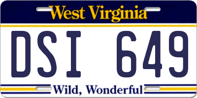 WV license plate DSI649