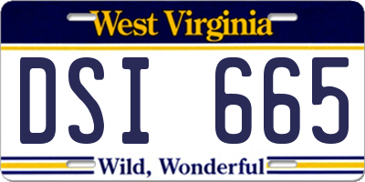 WV license plate DSI665