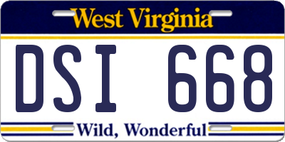 WV license plate DSI668