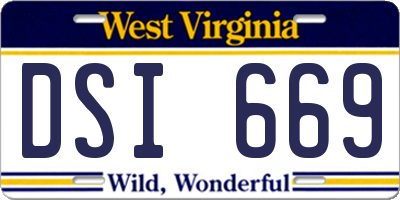 WV license plate DSI669