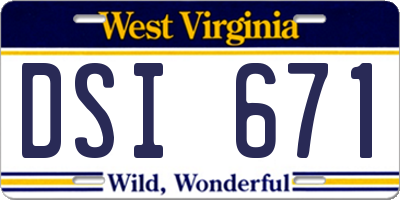 WV license plate DSI671