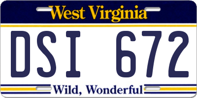 WV license plate DSI672