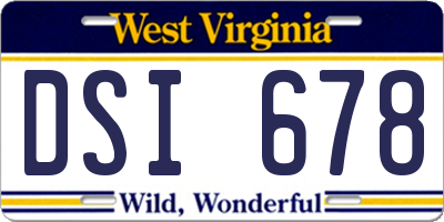 WV license plate DSI678
