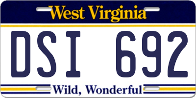 WV license plate DSI692