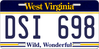WV license plate DSI698
