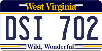 WV license plate DSI702