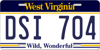 WV license plate DSI704