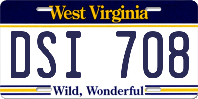 WV license plate DSI708