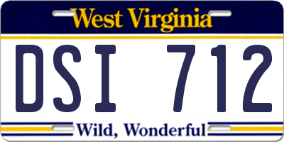 WV license plate DSI712