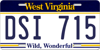WV license plate DSI715