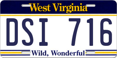 WV license plate DSI716