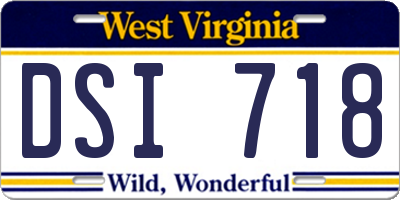 WV license plate DSI718