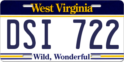 WV license plate DSI722