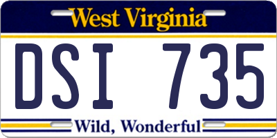 WV license plate DSI735