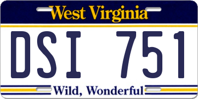WV license plate DSI751