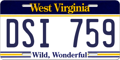 WV license plate DSI759