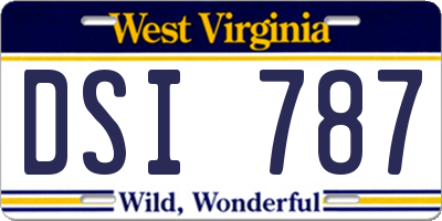WV license plate DSI787