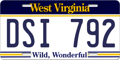 WV license plate DSI792
