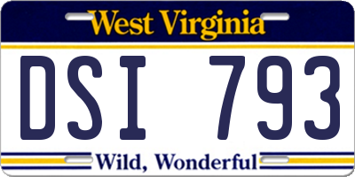 WV license plate DSI793