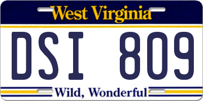 WV license plate DSI809