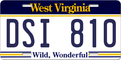 WV license plate DSI810