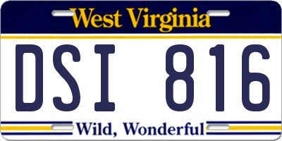 WV license plate DSI816