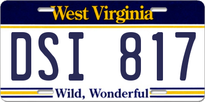 WV license plate DSI817