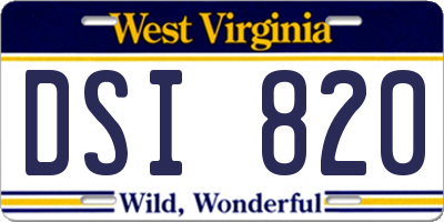 WV license plate DSI820