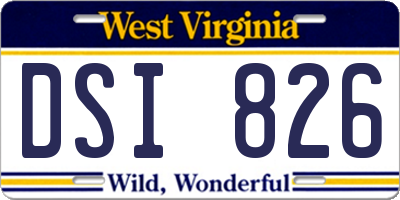 WV license plate DSI826