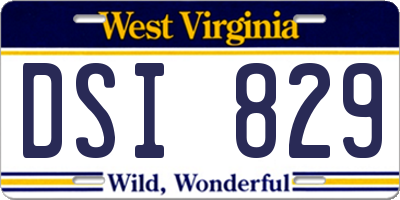 WV license plate DSI829
