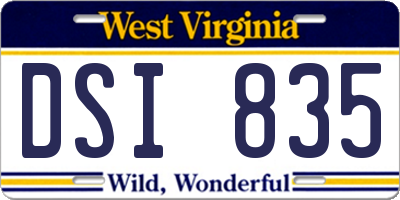 WV license plate DSI835