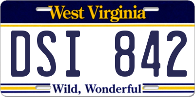 WV license plate DSI842