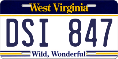 WV license plate DSI847