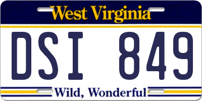 WV license plate DSI849
