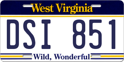 WV license plate DSI851