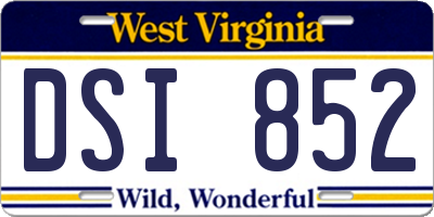 WV license plate DSI852