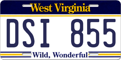 WV license plate DSI855
