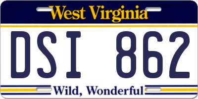 WV license plate DSI862