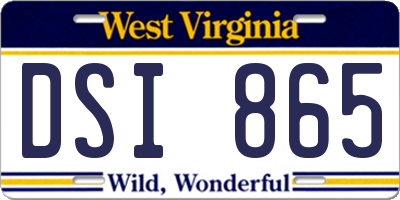 WV license plate DSI865