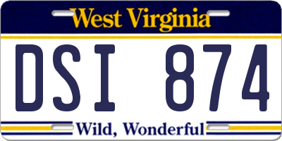 WV license plate DSI874