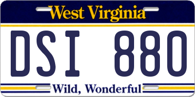 WV license plate DSI880