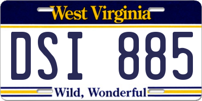 WV license plate DSI885