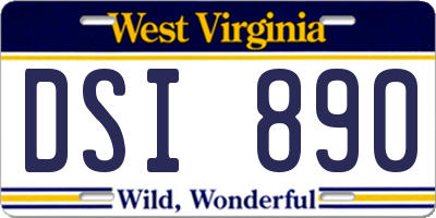 WV license plate DSI890