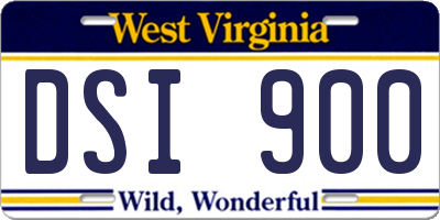 WV license plate DSI900